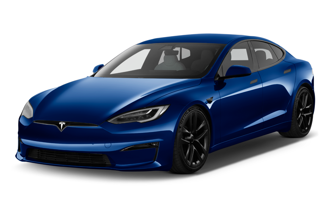 2022 Tesla Model S  Plaid 5 Door Hatchback angular front stock photos of front three quarter view